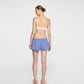 BLUE RIBBED WAISTED SHORTS