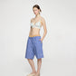 BLUE RIBBED WAISTED BERMUDA SHORTS