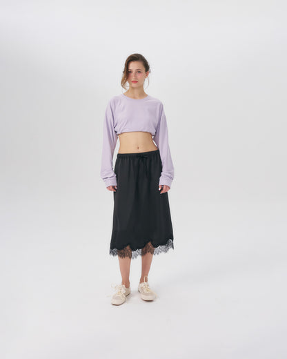 MIDI SATIN SKIRT (BLACK)