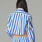 CROPPED PJ BIG STRIPE SHIRT