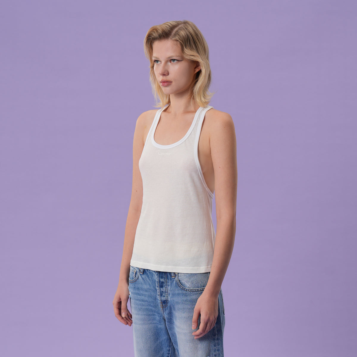 PLUNGE-BACK TANK TOP (WHITE)