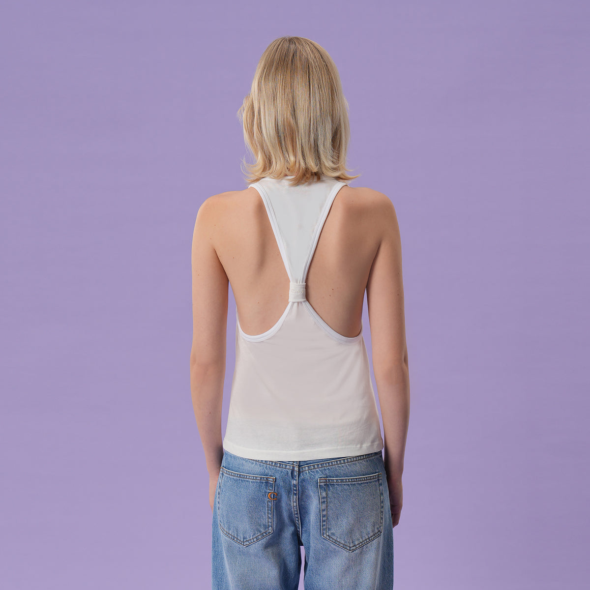 PLUNGE-BACK TANK TOP (WHITE)