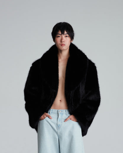 FAUX FUR OVERSIZED JACKET (BLACK)