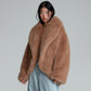 FAUX FUR OVERSIZED JACKET (BROWN)