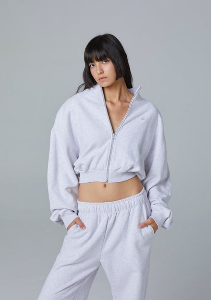 TERRY FRONT ZIP SWEATER
