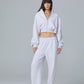 TERRY FRONT ZIP SWEATER