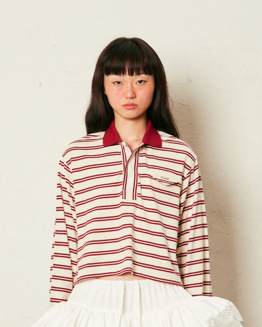 POLO TOP (STRIPE CREAM)