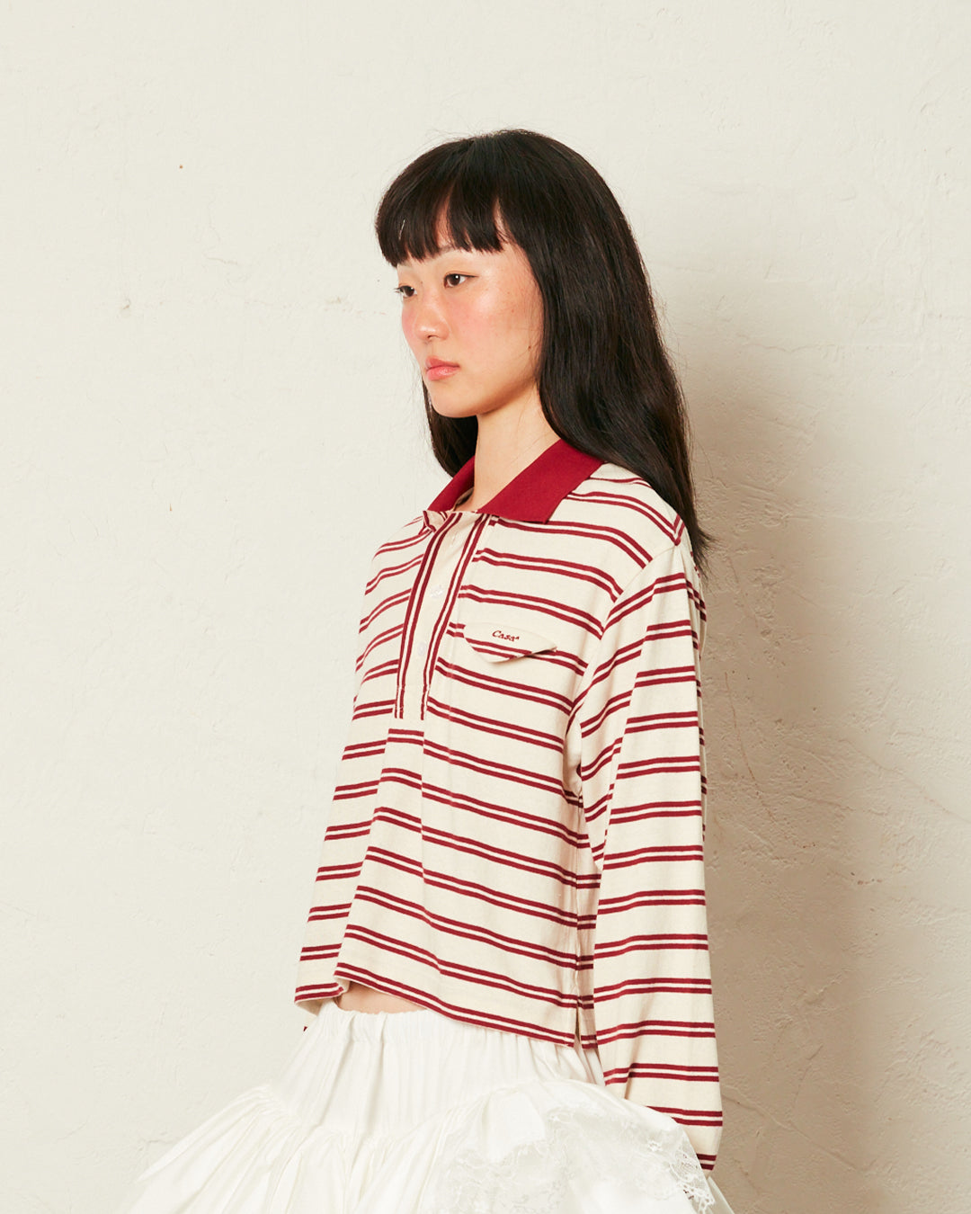 POLO TOP (STRIPE CREAM)