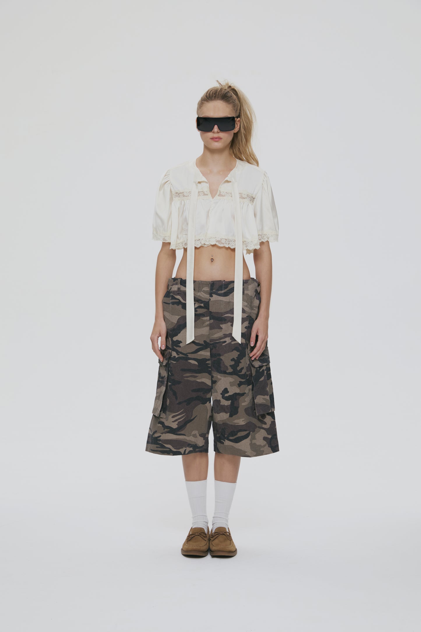 SATIN CROPPED TOP (CREAM)