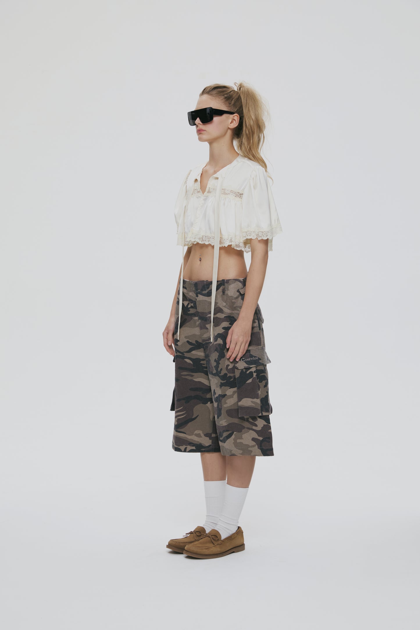 SATIN CROPPED TOP (CREAM)
