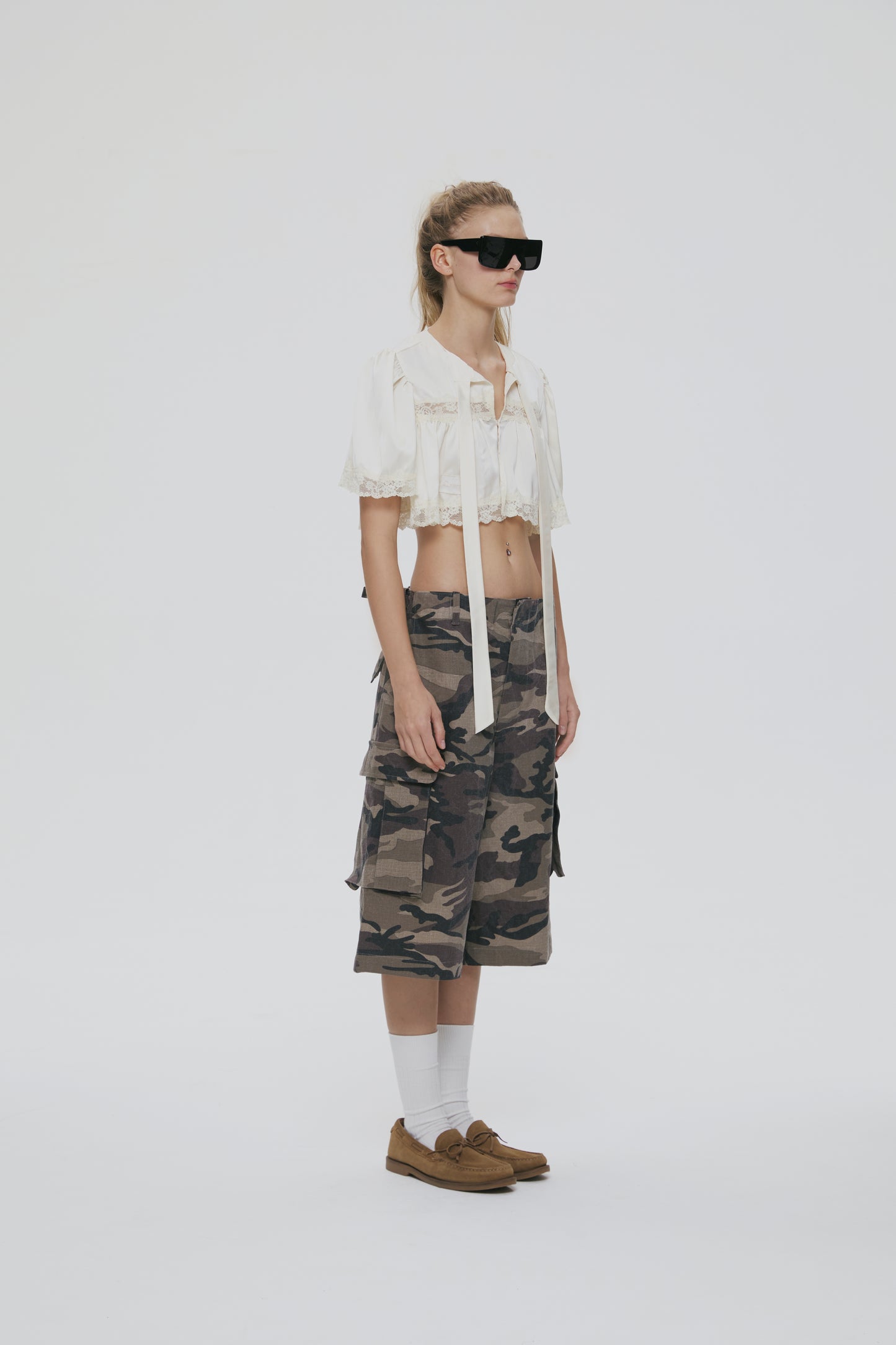 SATIN CROPPED TOP (CREAM)