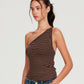 ONE SHOULDER TOP (BROWN)