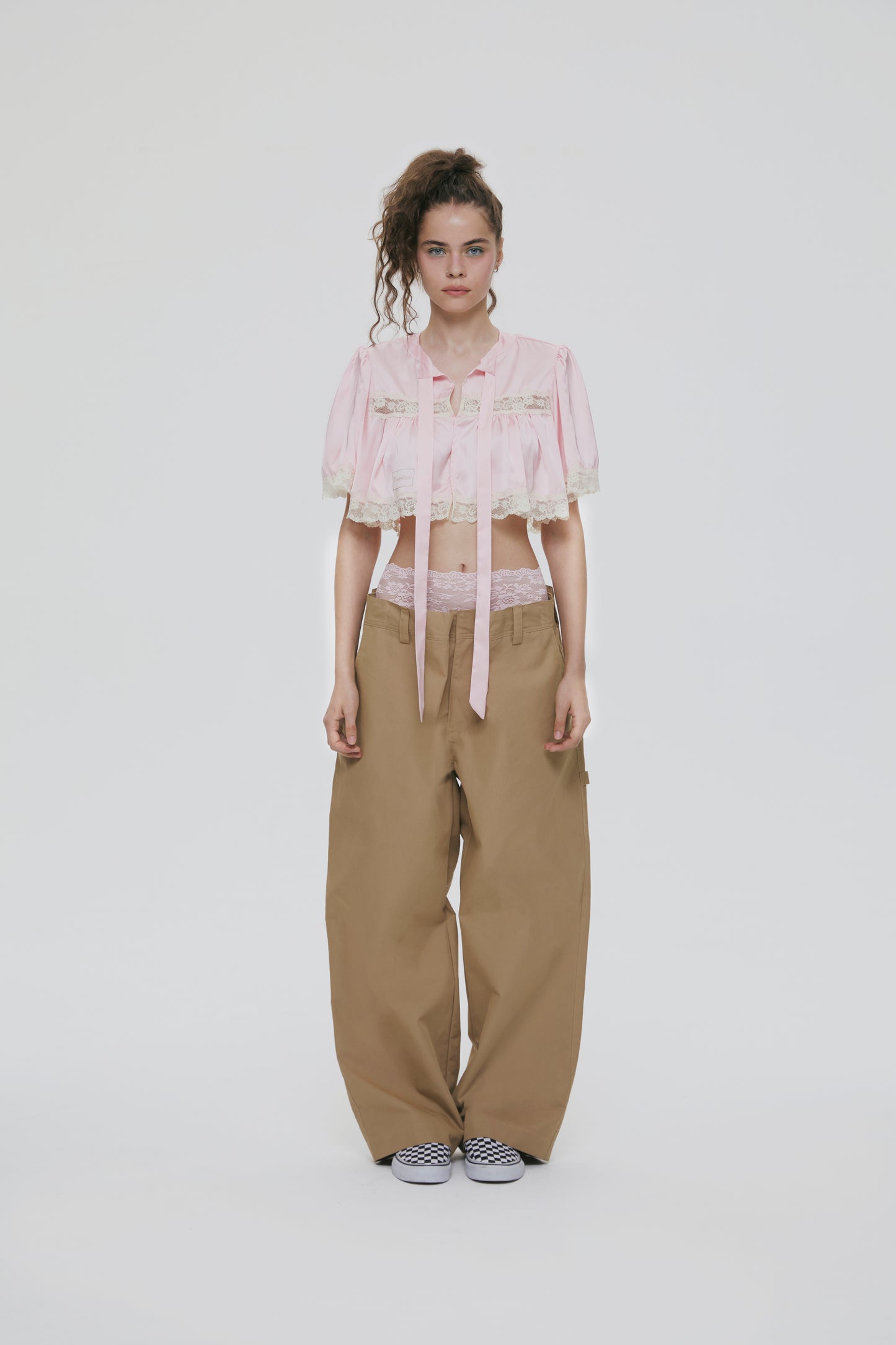 SATIN CROPPED TOP (PINK)