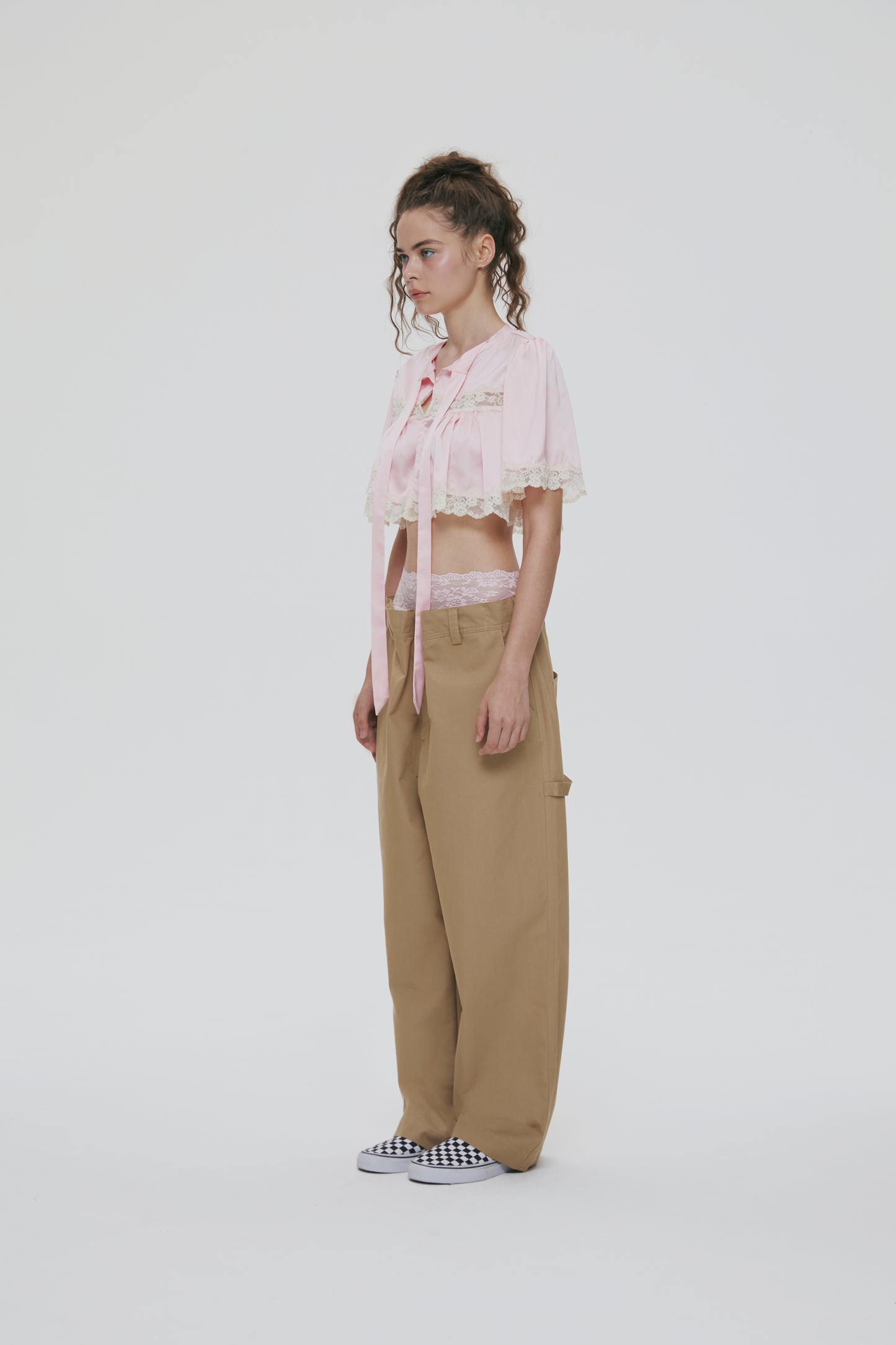 SATIN CROPPED TOP (PINK)