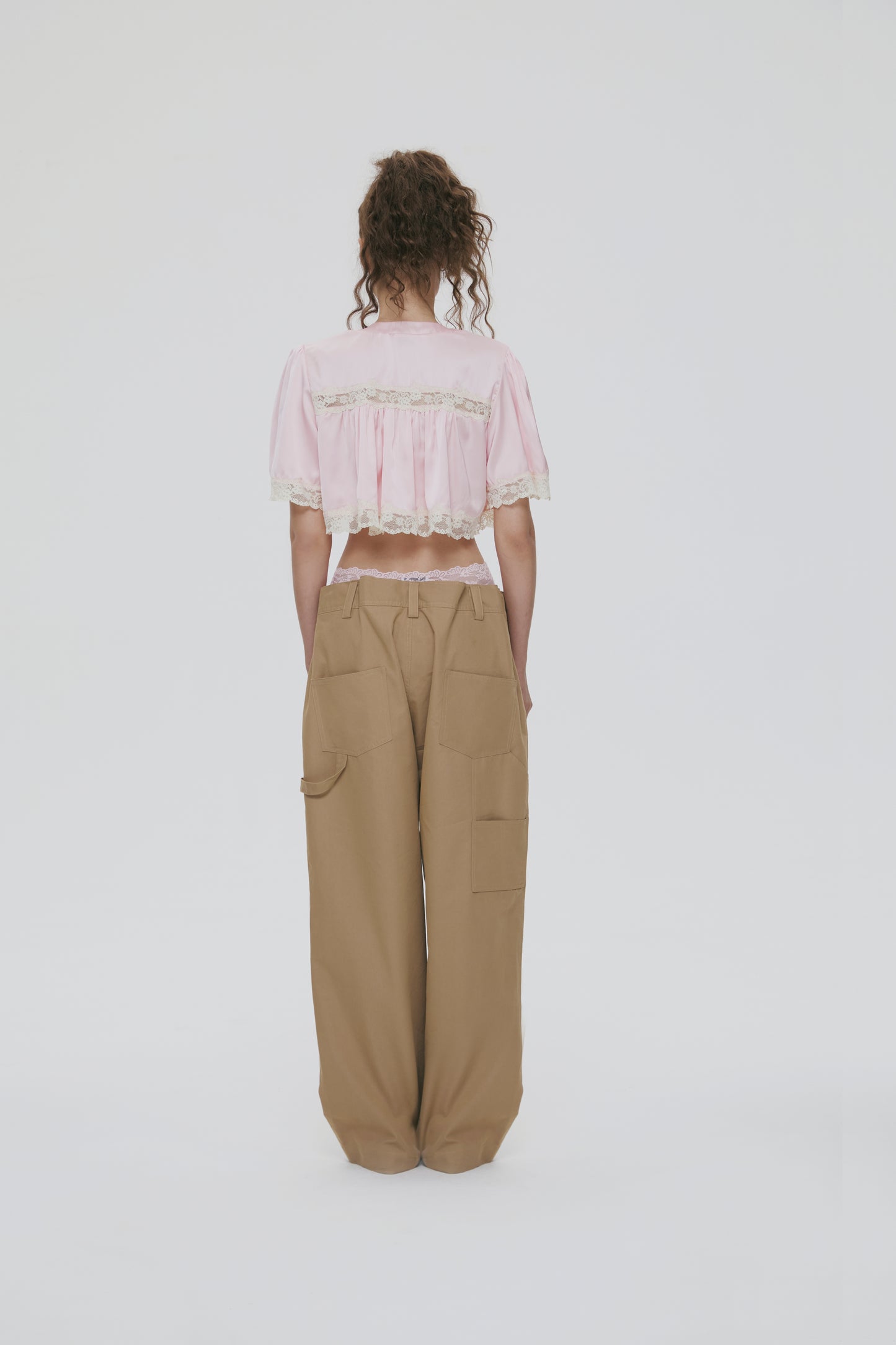 SATIN CROPPED TOP (PINK)