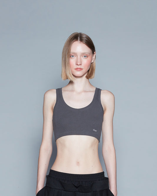 RIBBED BRA TOP (GREY)