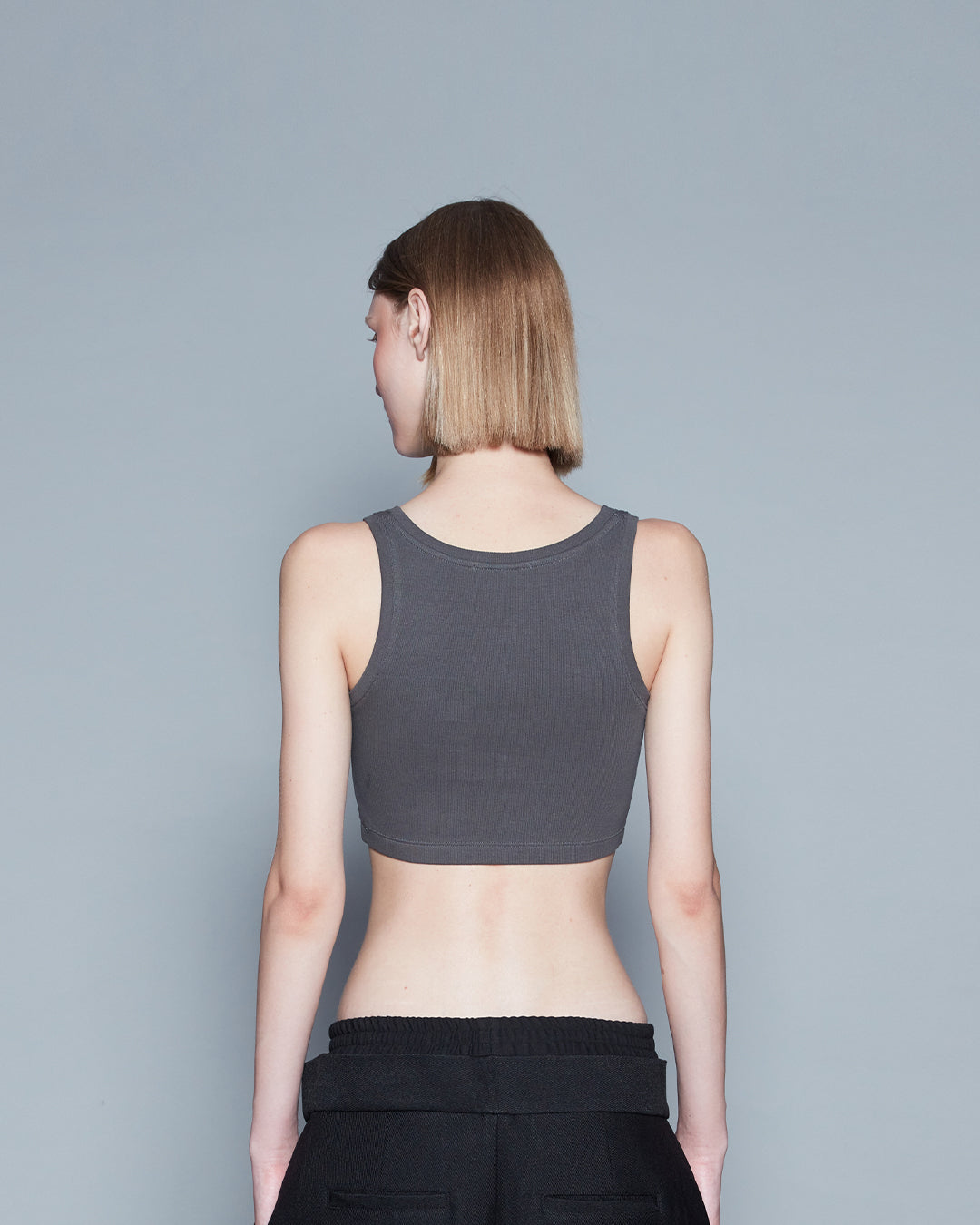 RIBBED BRA TOP (GREY)