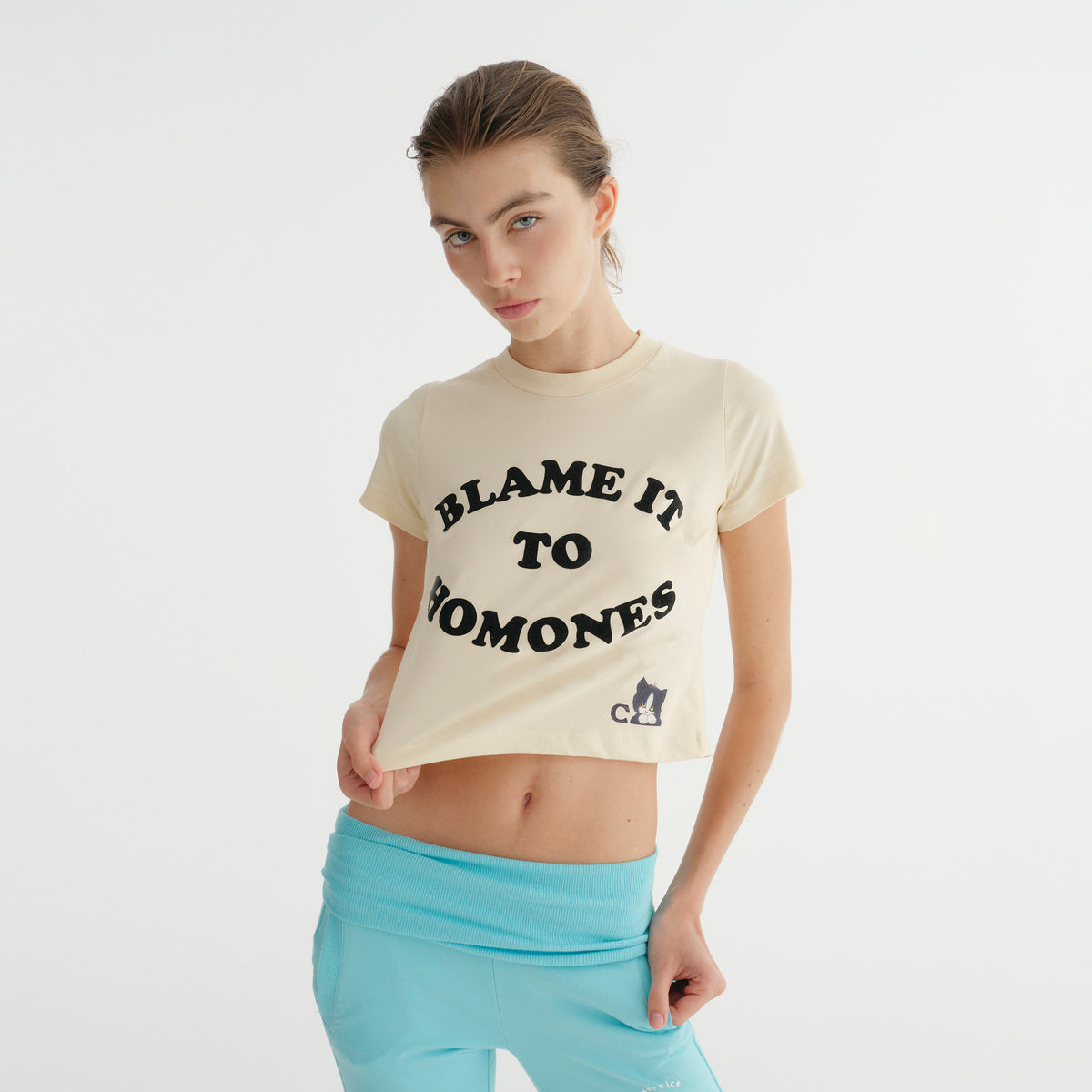 CAT TEE CREAM (FIRM COTTON)