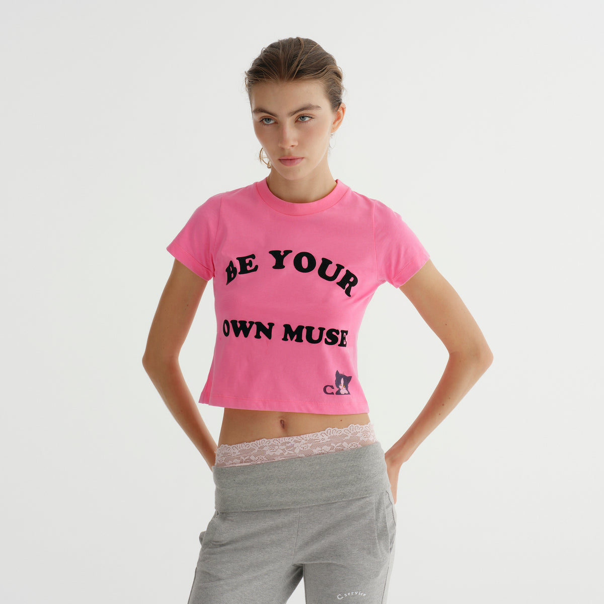 CAT TEE PINK (FIRM COTTON)