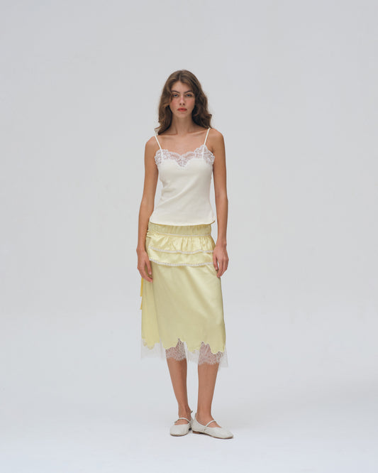 YELLOW SATIN MINI APRON