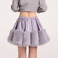 SATIN FUR MINI SKIRT (GREY)