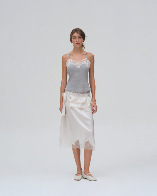 OFF WHITE SATIN MINI APRON