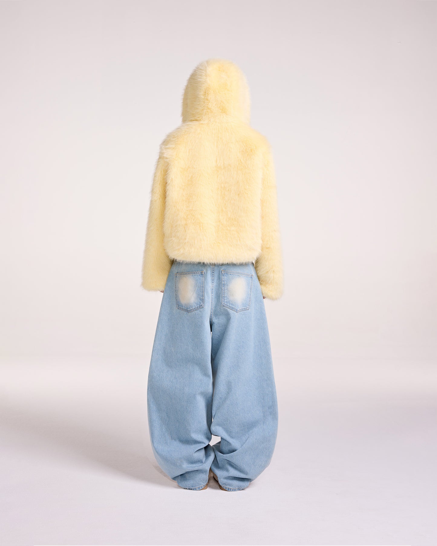 HOODIE FAUX FUR JACKET (YELLOW)