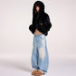 HOODIE FAUX FUR JACKET (BLACK)