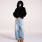 HOODIE FAUX FUR JACKET (BLACK)