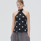 POLKA DOT HALTER TOP (BLACK)