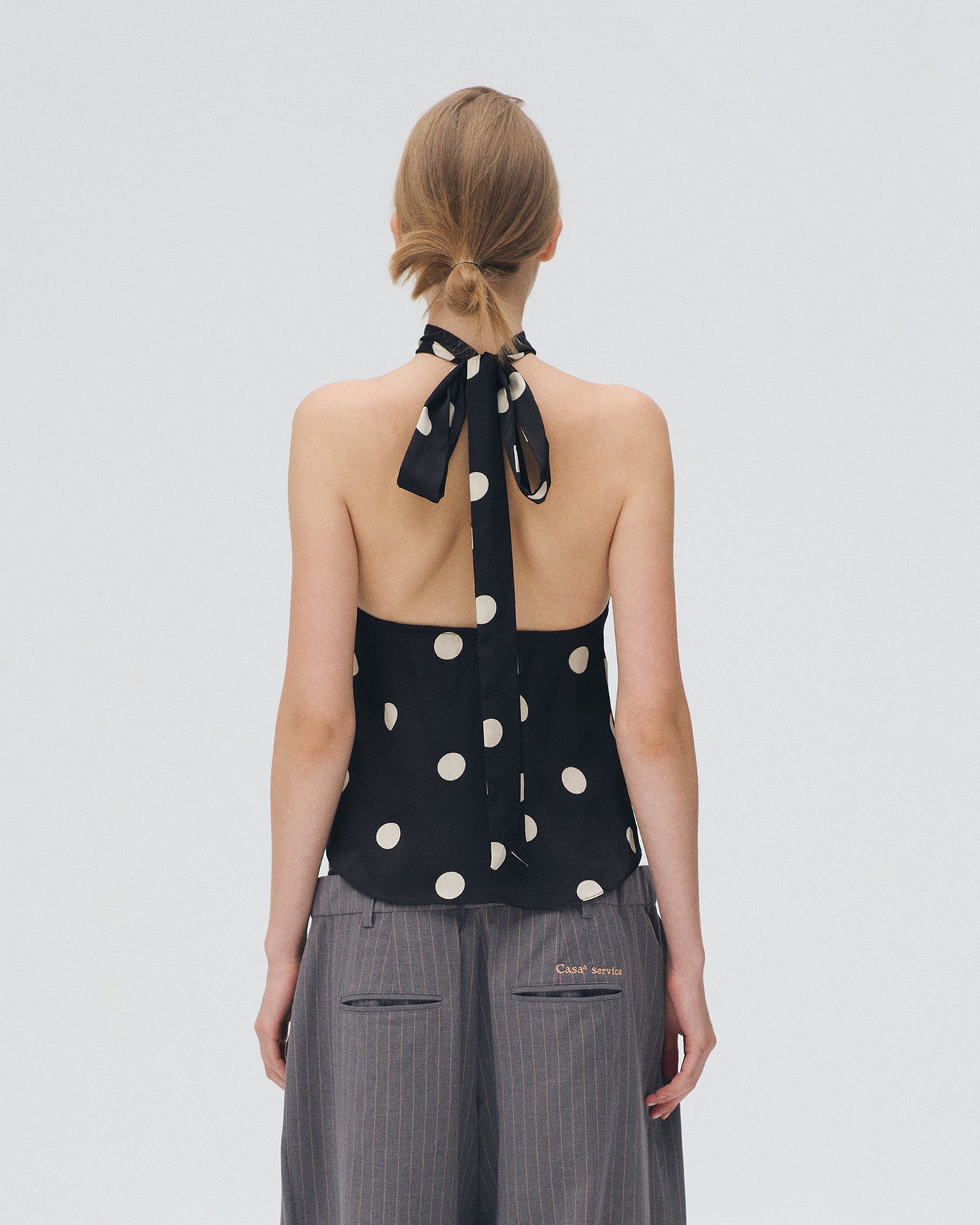 POLKA DOT HALTER TOP (BLACK)