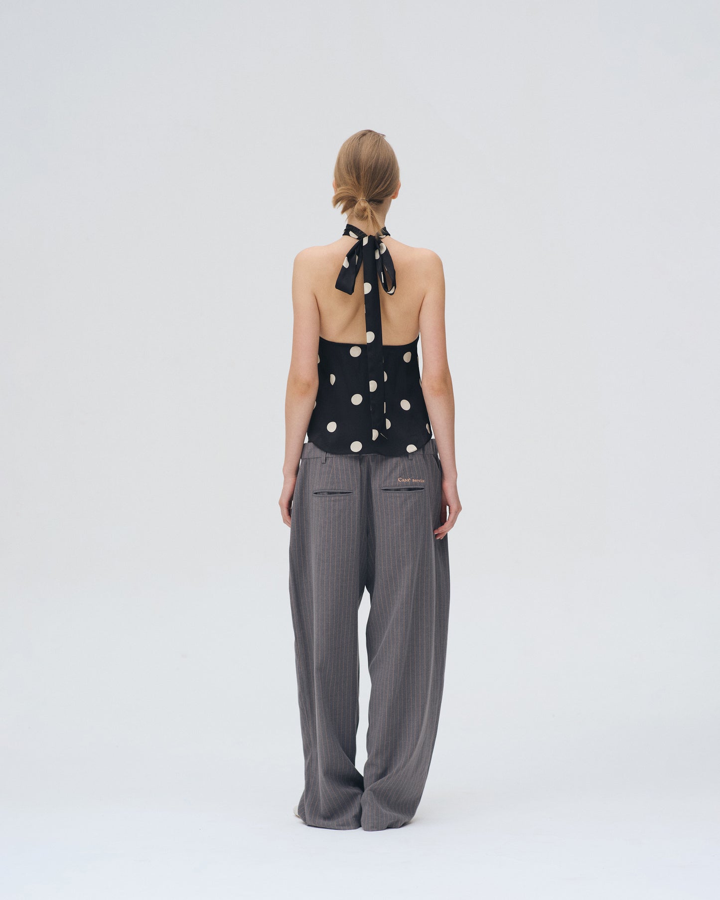 POLKA DOT HALTER TOP (BLACK)