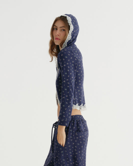 EYELET HOODIE (NAVY)