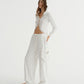 EYELET CARGO PANTS (WHITE)