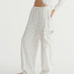 EYELET CARGO PANTS (WHITE)