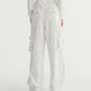 EYELET CARGO PANTS (WHITE)