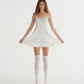 BOUNCY HEM MINI DRESS (WHITE)