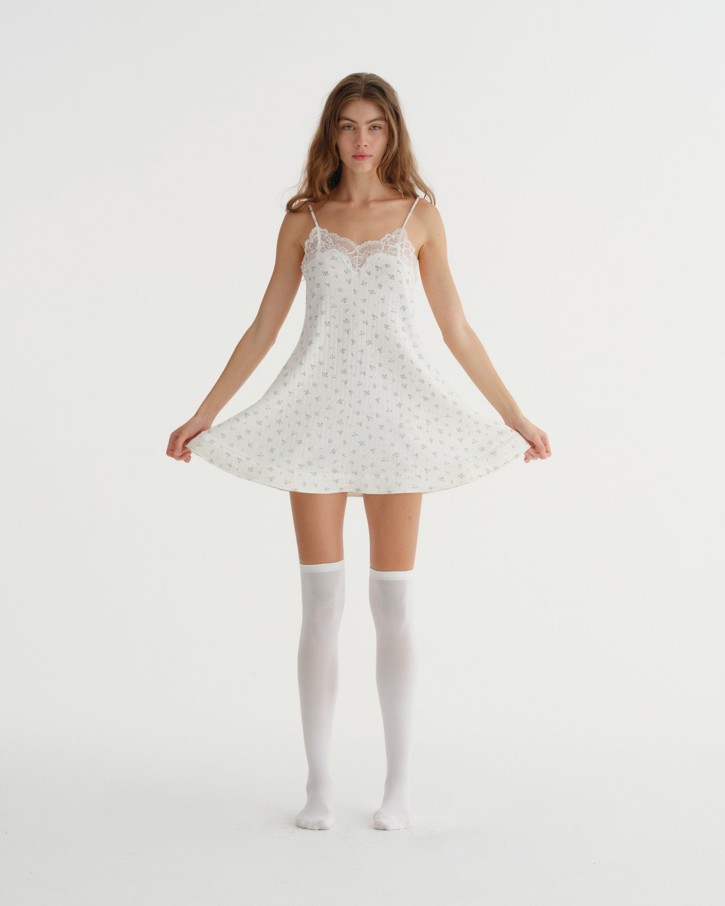 BOUNCY HEM MINI DRESS (WHITE)
