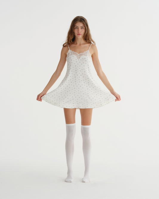 BOUNCY HEM MINI DRESS (WHITE)