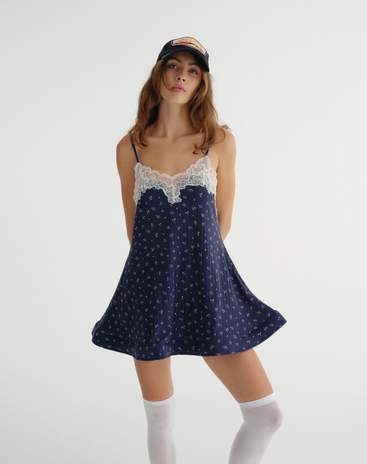 BOUNCY HEM MINI DRESS (NAVY)