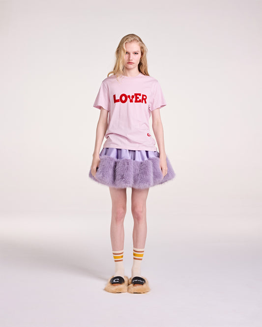 SATIN FUR MINI SKIRT (PURPLE)