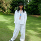 WHITE SHOULDER PAD SHIRT