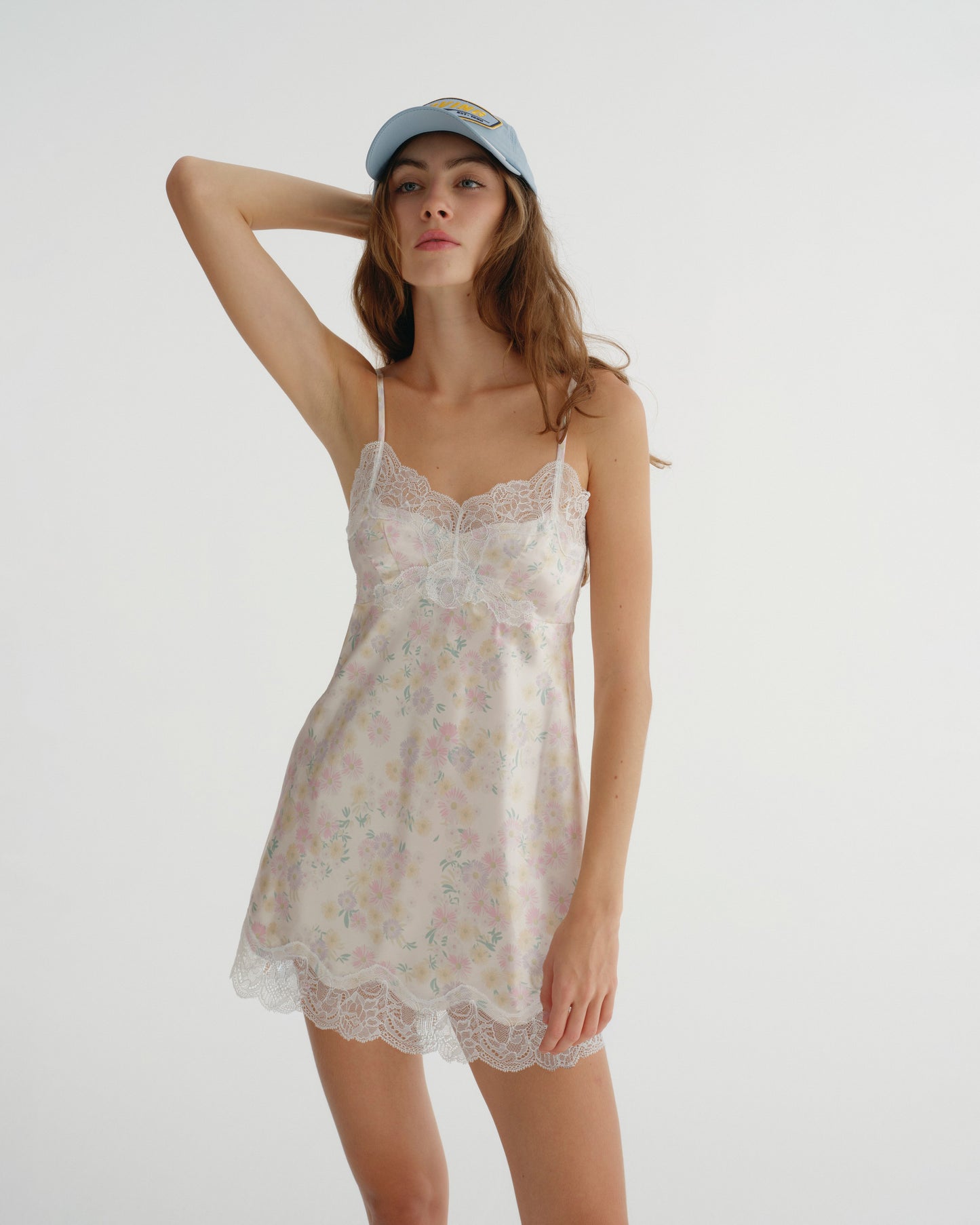 SATIN C FLOWER PRINT DRESS (YELLOW)