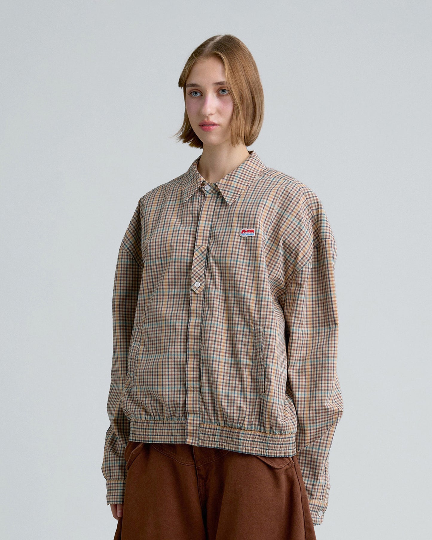 GINGHAM JACKET (BROWN)