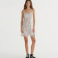 SATIN C FLOWER PRINT DRESS (BLUE)