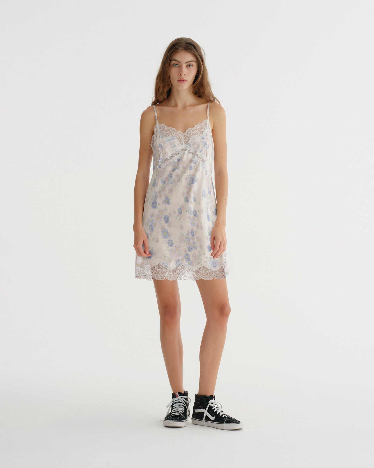 SATIN C FLOWER PRINT DRESS (BLUE)