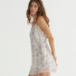 SATIN C FLOWER PRINT DRESS (BLUE)