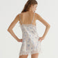 SATIN C FLOWER PRINT DRESS (BLUE)