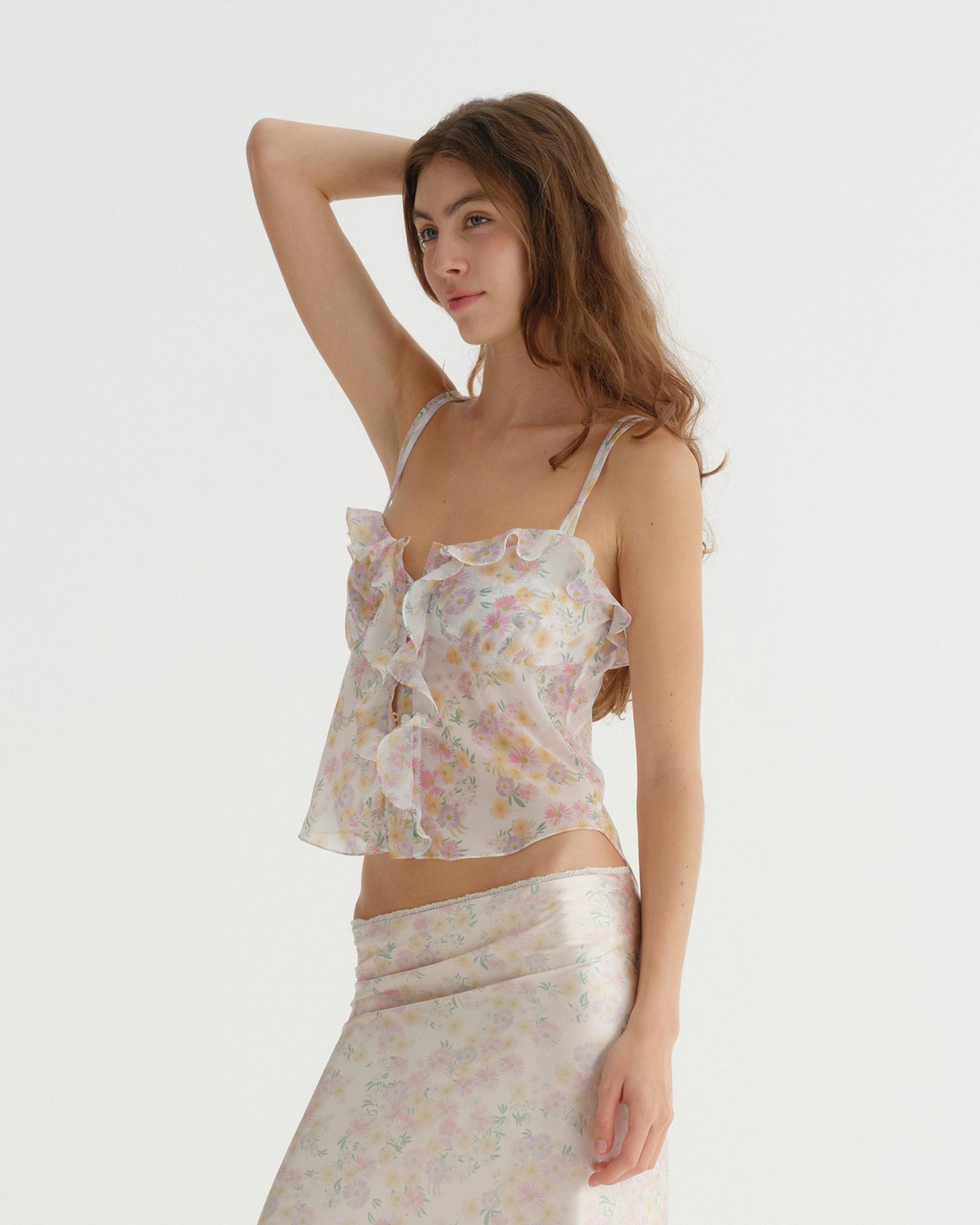 CHIFFON C FLOWER PRINT CAMISOLE (YELLOW)