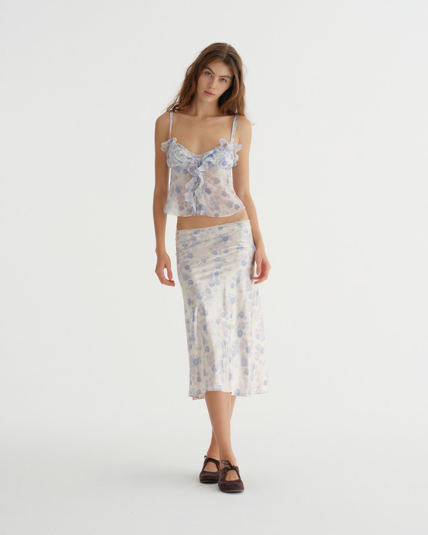 CHIFFON C FLOWER PRINT CAMISOLE (BLUE)